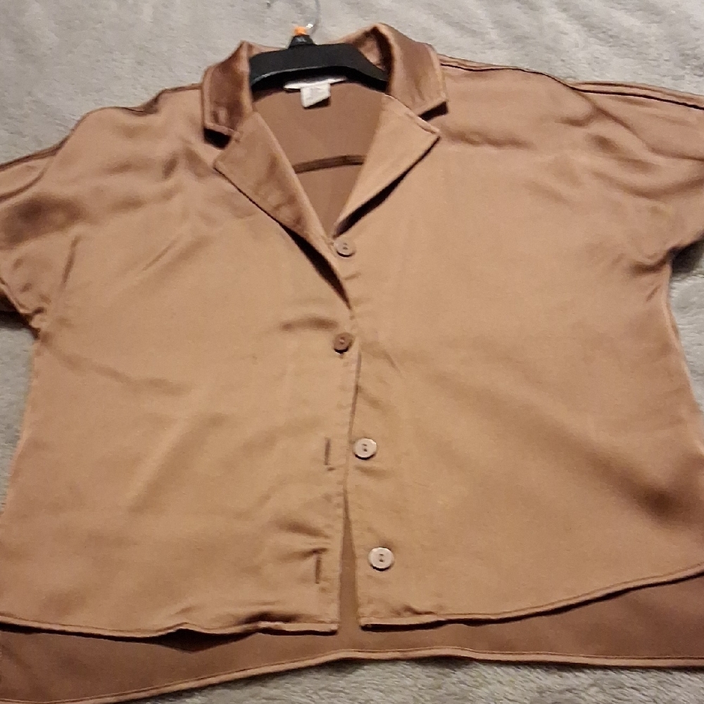 Rachel Zoe Tan Button-Up Blouse